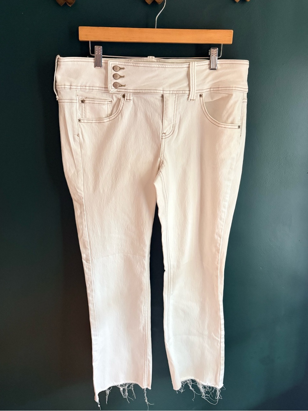 Urban Outfitters BDG y2k white low rise raw hem bootcut jeans